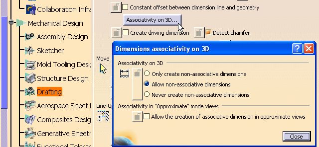 Opciones dimensiones no asociativas
