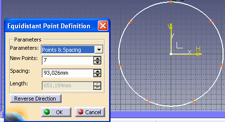 Opciones activadas al seleccionar un punto