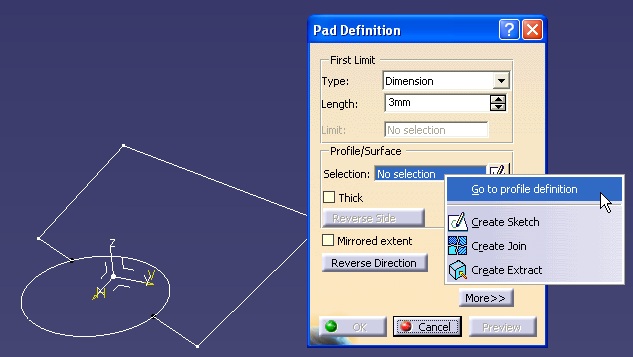 opción Goto profile definition