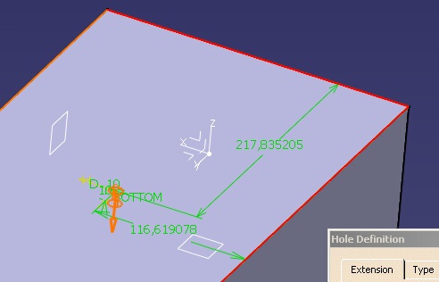 Coloca un hole por dos lineas