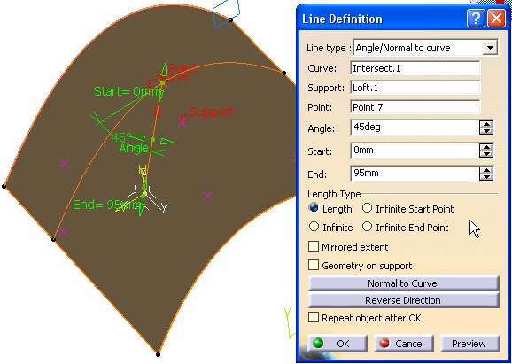 Imagen: Panel Angle/Normal tu curve
