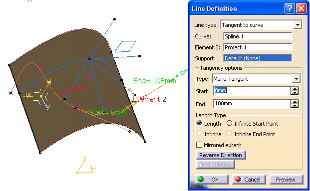 Imagen: Panel Tangent to curve