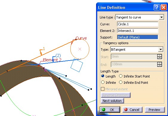 Imagen: Panel Tangent to curve