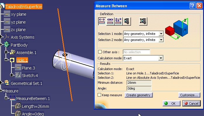 el taladro el paralelo al eje Z
